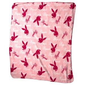 Playboy RARE Vintage 90s Pink Bunny Fleece Throw Blanket